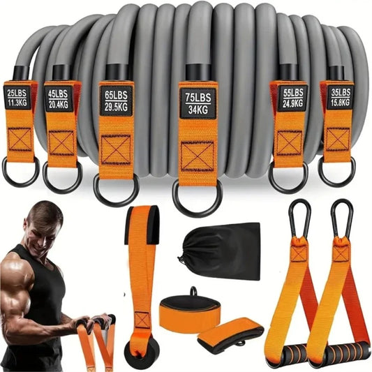 Resistance Bands Set for Men & Women – Adjustable Resistance Tubes with Handles, Door Anchor & Ankle Straps – Home Gym Workout Equipment for Strength Training, Yoga, Pilates & Full Body Exercise